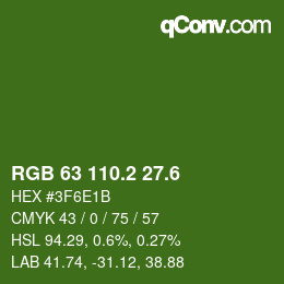 カラーコード: RGB 63 110.2 27.6 | qconv.com