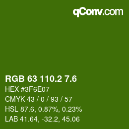 カラーコード: RGB 63 110.2 7.6 | qconv.com