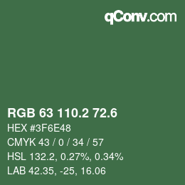 カラーコード: RGB 63 110.2 72.6 | qconv.com
