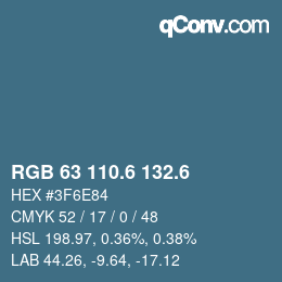 カラーコード: RGB 63 110.6 132.6 | qconv.com