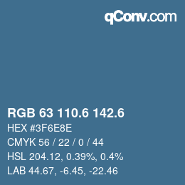 カラーコード: RGB 63 110.6 142.6 | qconv.com