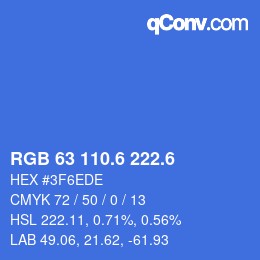 カラーコード: RGB 63 110.6 222.6 | qconv.com