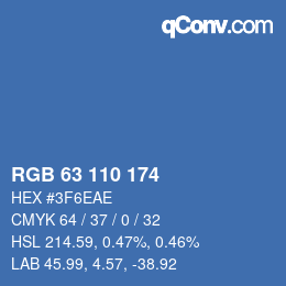 颜色代码: RGB 63 110 174 | qconv.com