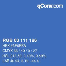 Color code: RGB 63 111 186 | qconv.com
