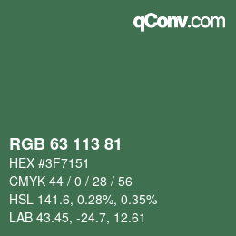 Code couleur: RGB 63 113 81 | qconv.com