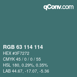 Color code: RGB 63 114 114 | qconv.com