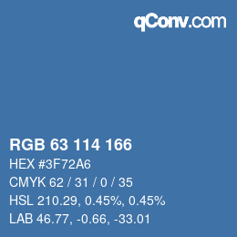 Color code: RGB 63 114 166 | qconv.com