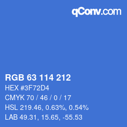 Color code: RGB 63 114 212 | qconv.com