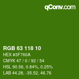 颜色代码: RGB 63 118 10 | qconv.com