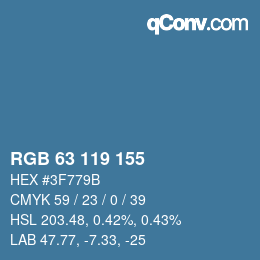 カラーコード: RGB 63 119 155 | qconv.com