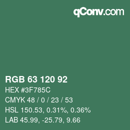カラーコード: RGB 63 120 92 | qconv.com