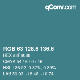 カラーコード: RGB 63 128.6 136.6 | qconv.com