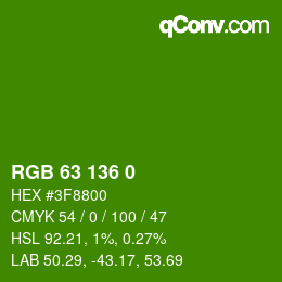 Color code: RGB 63 136 0 | qconv.com