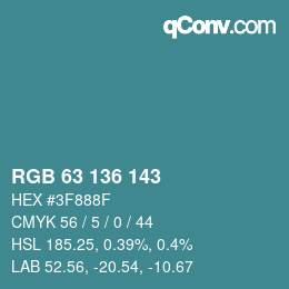 Color code: RGB 63 136 143 | qconv.com