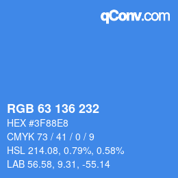 Color code: RGB 63 136 232 | qconv.com