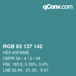 颜色代码: RGB 63 137 142 | qconv.com