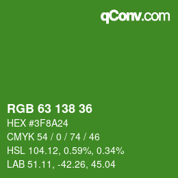 Color code: RGB 63 138 36 | qconv.com