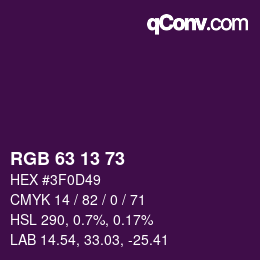 Color code: RGB 63 13 73 | qconv.com