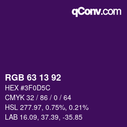 カラーコード: RGB 63 13 92 | qconv.com