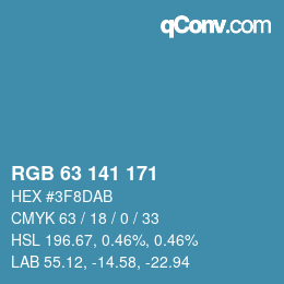 カラーコード: RGB 63 141 171 | qconv.com
