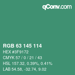 Color code: RGB 63 145 114 | qconv.com