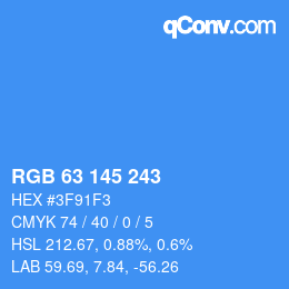 Color code: RGB 63 145 243 | qconv.com