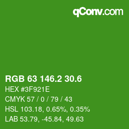 カラーコード: RGB 63 146.2 30.6 | qconv.com