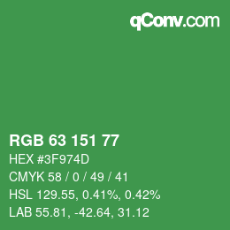 カラーコード: RGB 63 151 77 | qconv.com