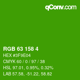 カラーコード: RGB 63 158 4 | qconv.com