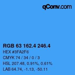 カラーコード: RGB 63 162.4 246.4 | qconv.com