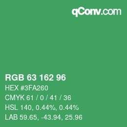 カラーコード: RGB 63 162 96 | qconv.com