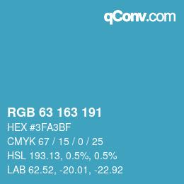 Farbcode: RGB 63 163 191 | qconv.com