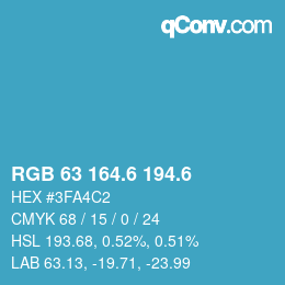 カラーコード: RGB 63 164.6 194.6 | qconv.com