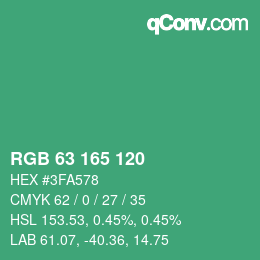 Color code: RGB 63 165 120 | qconv.com