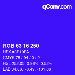 Color code: RGB 63 16 250 | qconv.com