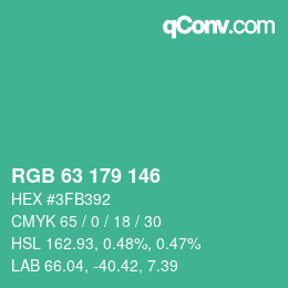 カラーコード: RGB 63 179 146 | qconv.com