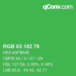Farbcode: RGB 63 182 78 | qconv.com