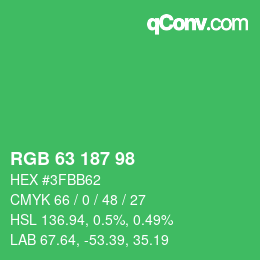 Color code: RGB 63 187 98 | qconv.com