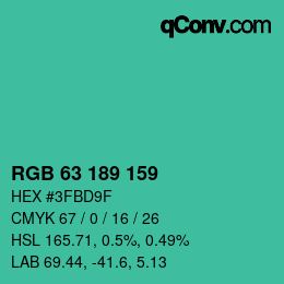 Code couleur: RGB 63 189 159 | qconv.com