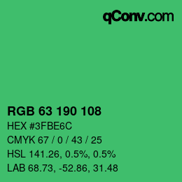 Farbcode: RGB 63 190 108 | qconv.com