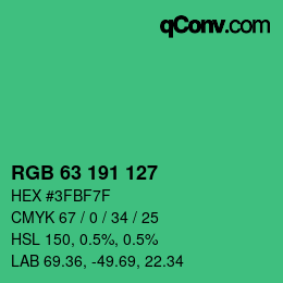 カラーコード: RGB 63 191 127 | qconv.com
