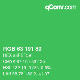 Color code: RGB 63 191 89 | qconv.com