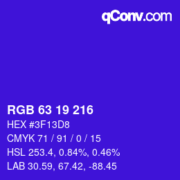 Farbcode: RGB 63 19 216 | qconv.com