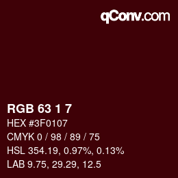 Color code: RGB 63 1 7 | qconv.com