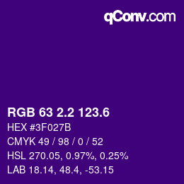 カラーコード: RGB 63 2.2 123.6 | qconv.com