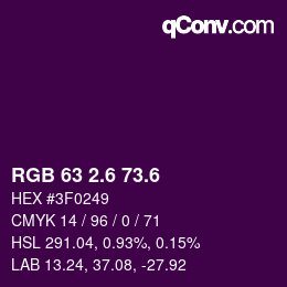 カラーコード: RGB 63 2.6 73.6 | qconv.com