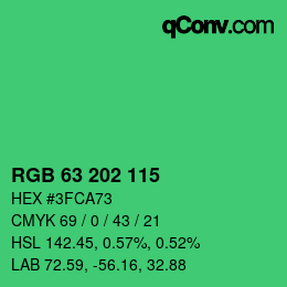 Color code: RGB 63 202 115 | qconv.com