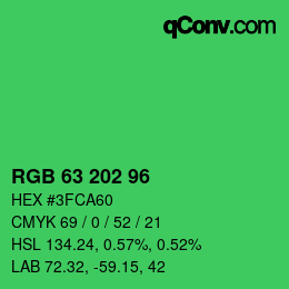 Color code: RGB 63 202 96 | qconv.com