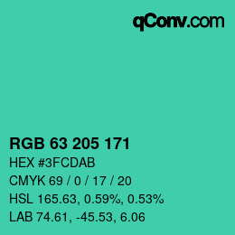 Color code: RGB 63 205 171 | qconv.com