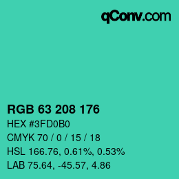 Farbcode: RGB 63 208 176 | qconv.com